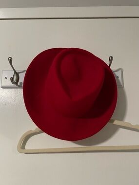 Classic Red Felt Fedora Hat